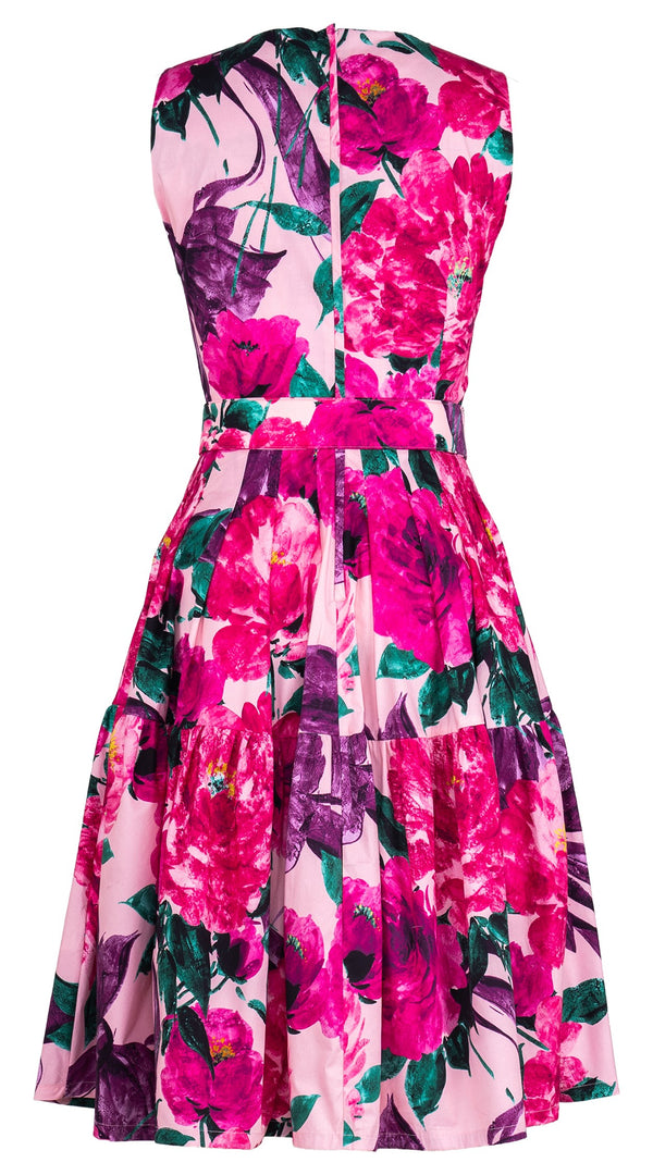 Rose Dress Crew Neck Sleeveless Long Length Cotton Stretch (Darby Rose Pastel)