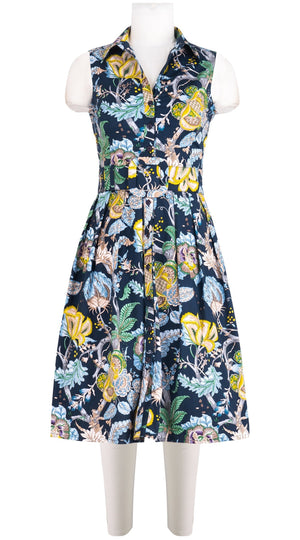 Audrey Dress #1 Shirt Collar Sleeveless Regular Length Cotton Stretch (Darts Hill Garden)