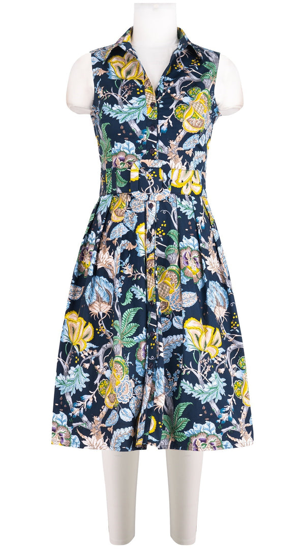 Audrey Dress #1 Shirt Collar Sleeveless Regular Length Cotton Stretch (Darts Hill Garden)