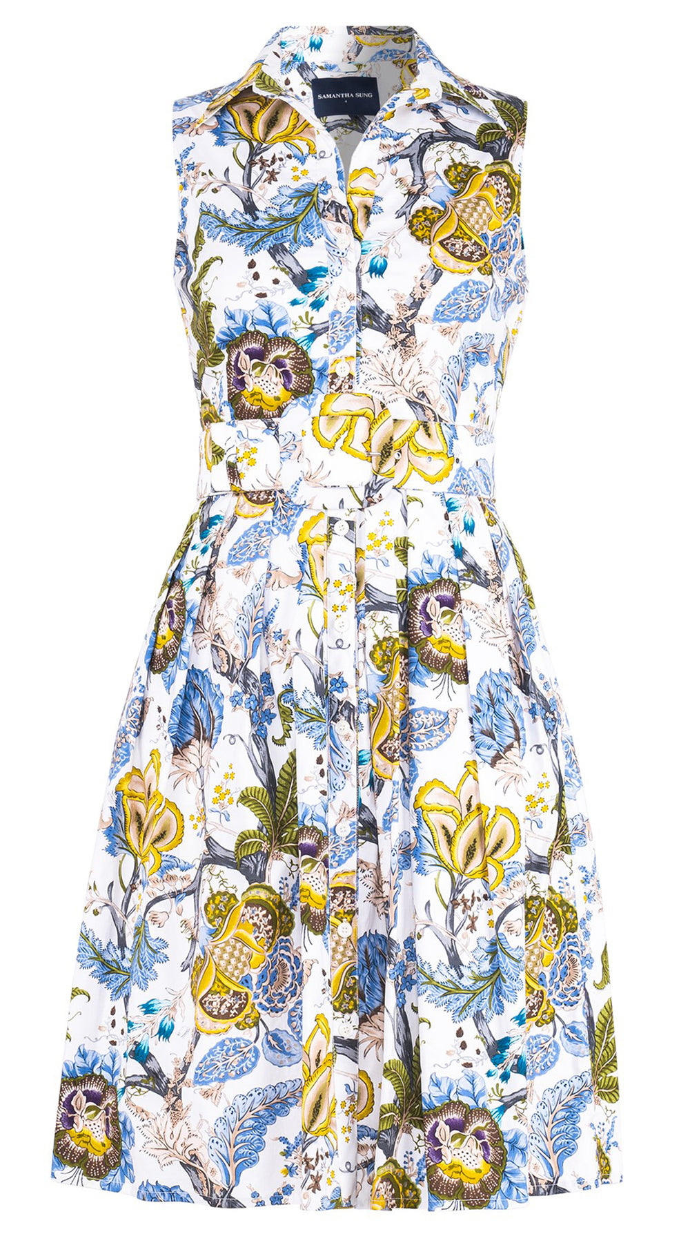 Audrey Dress #1 Shirt Collar Sleeveless Regular Length Cotton Stretch (Darts Hill Garden)