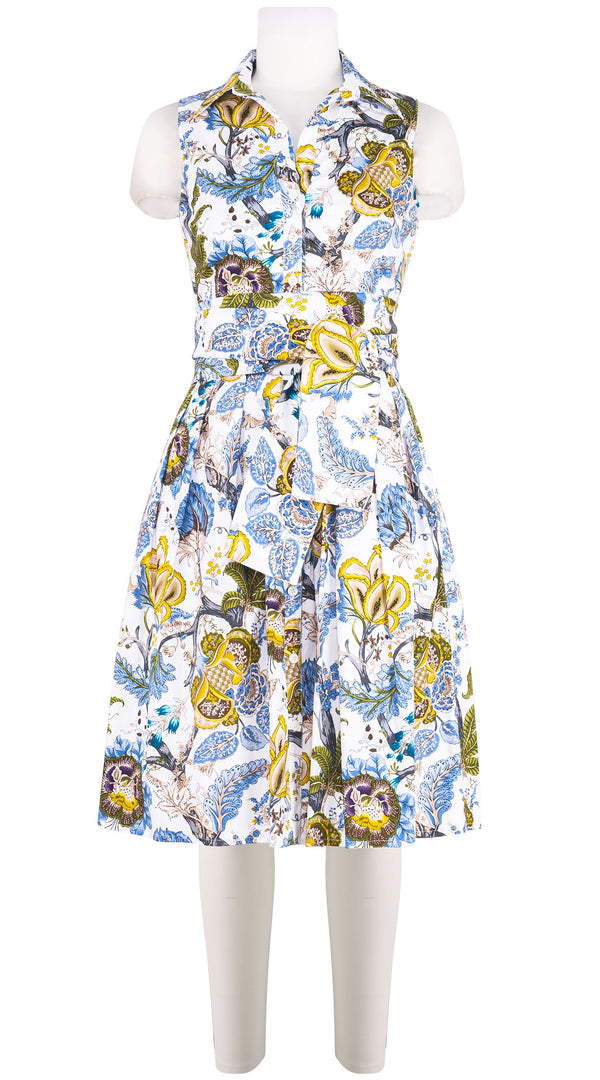 Audrey Dress #1 Shirt Collar Sleeveless Regular Length Cotton Stretch (Darts Hill Garden)
