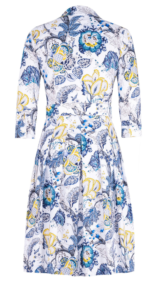 Audrey Dress #3 Shirt Collar 3/4 Sleeve Regular Length Cotton Stretch (Darts Hill Garden)