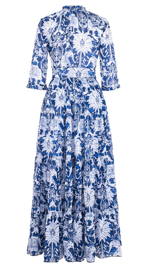 Eva Dress Crew Neck 3/4 Sleeve Maxi Musola (Elephan Bandana) @1