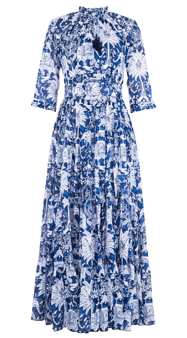 Eva Dress Crew Neck 3/4 Sleeve Maxi Musola (Elephan Bandana) @1