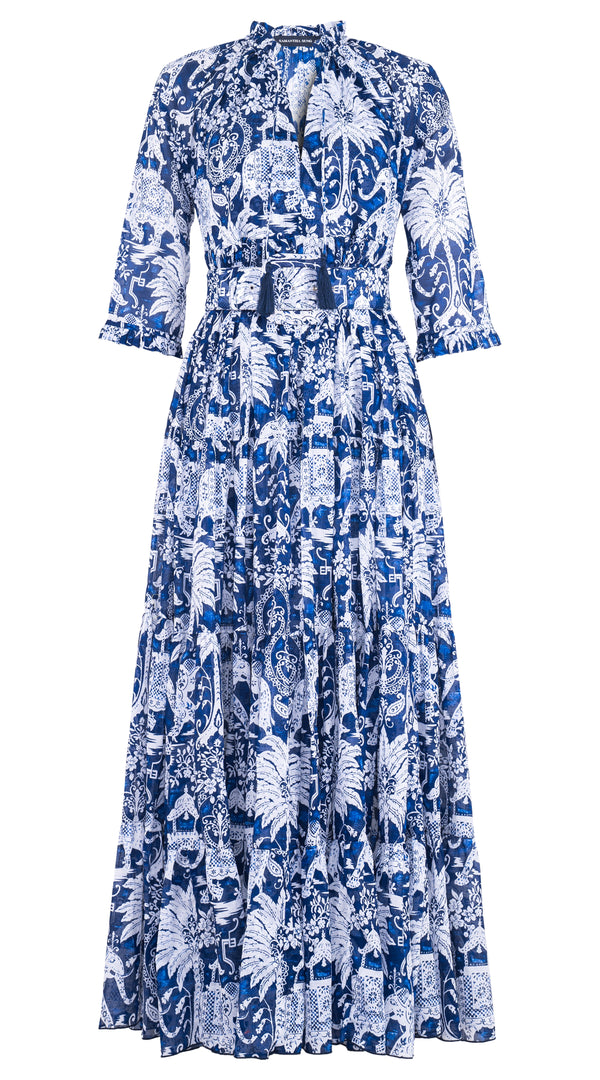 Eva Dress Crew Neck 3/4 Sleeve Maxi Musola (Elephan Bandana) @1