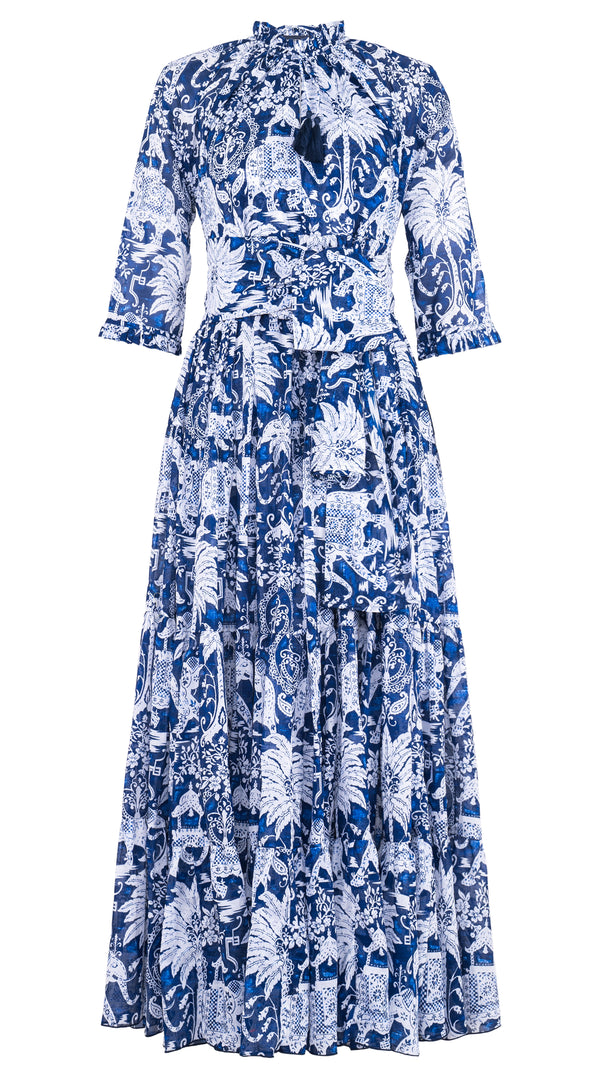 Eva Dress Crew Neck 3/4 Sleeve Maxi Musola (Elephan Bandana) @1