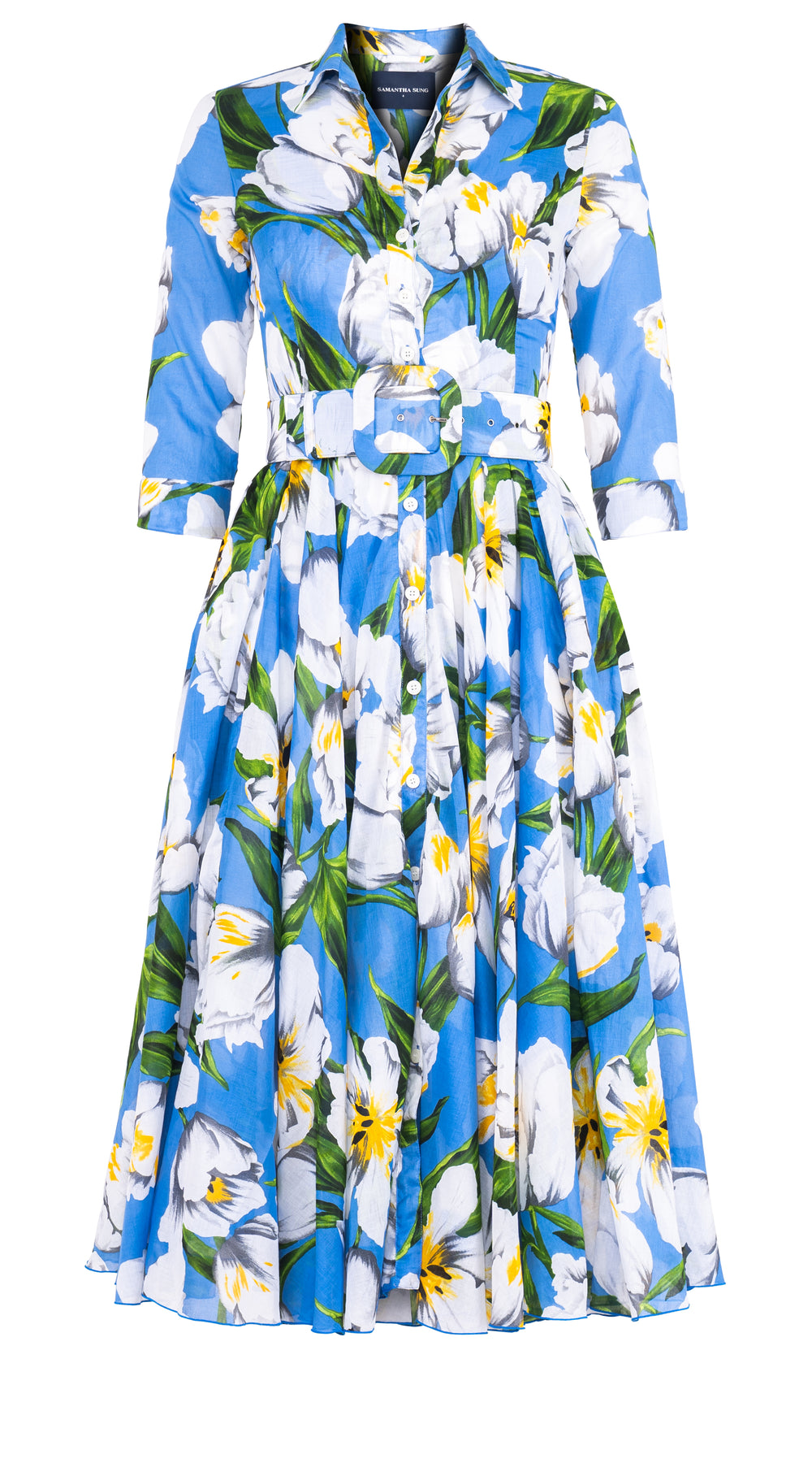 Aster Dress Shirt Collar 3/4 Sleeve Midi Length Musola (Emperor Tulip Bright) @8