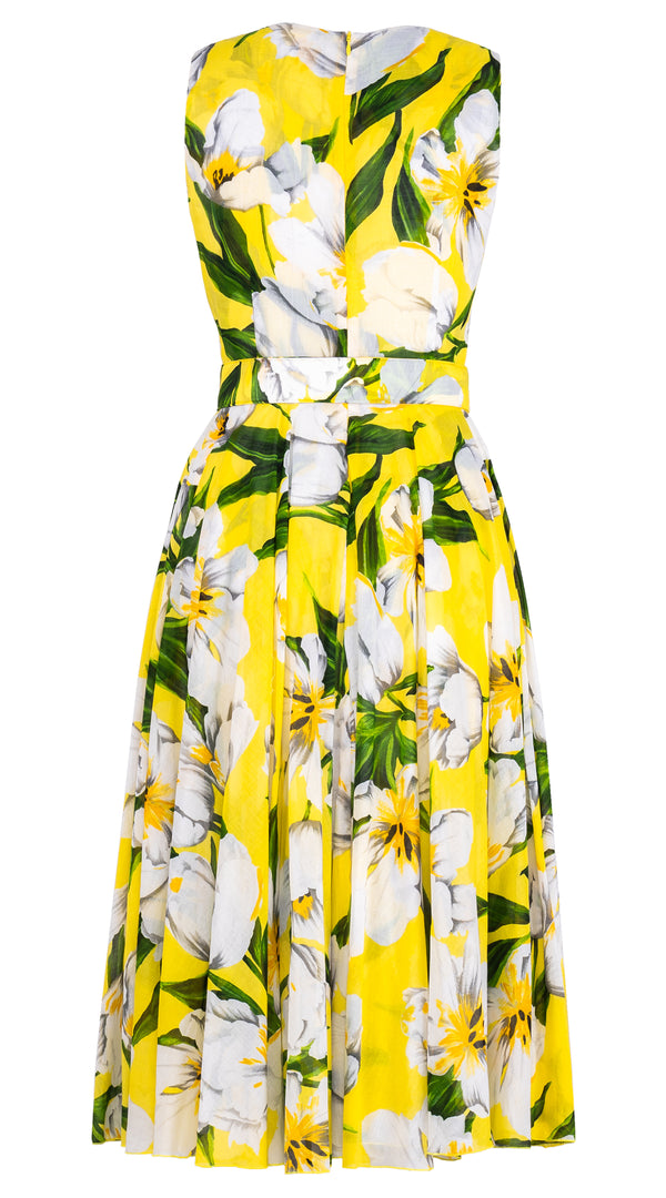 Aster Dress Crew Neck Sleeveless Midi Length Musola (Emperor Tulip Bright) @XS-XXL