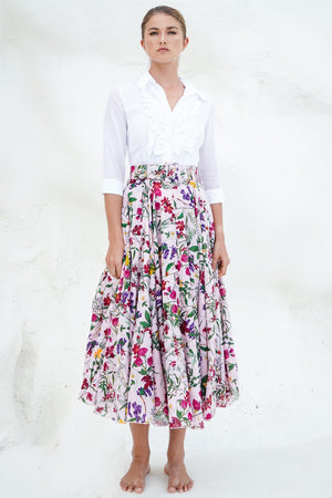 Aster Skirt #1 with Belt Midi Length Cotton Musola (Fairy Tail Flower)