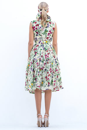 Rose Dress Boat Neck Sleeveless Long Length Cotton Musola (Fairy Tail Flower)