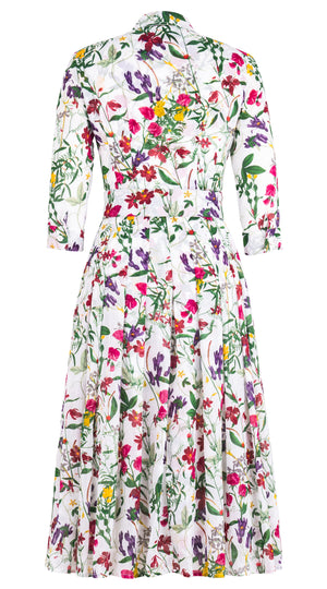 Audrey Dress #4 Shirt Collar 3/4 Sleeve Long Length Cotton Musola (Fairy Tail Flower)