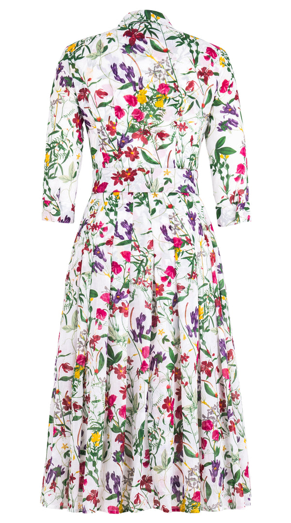 Audrey Dress #4 Shirt Collar 3/4 Sleeve Long Length Cotton Musola (Fairy Tail Flower)