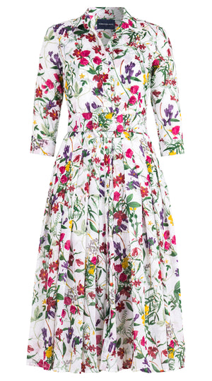 Audrey Dress #4 Shirt Collar 3/4 Sleeve Long Length Cotton Musola (Fairy Tail Flower)
