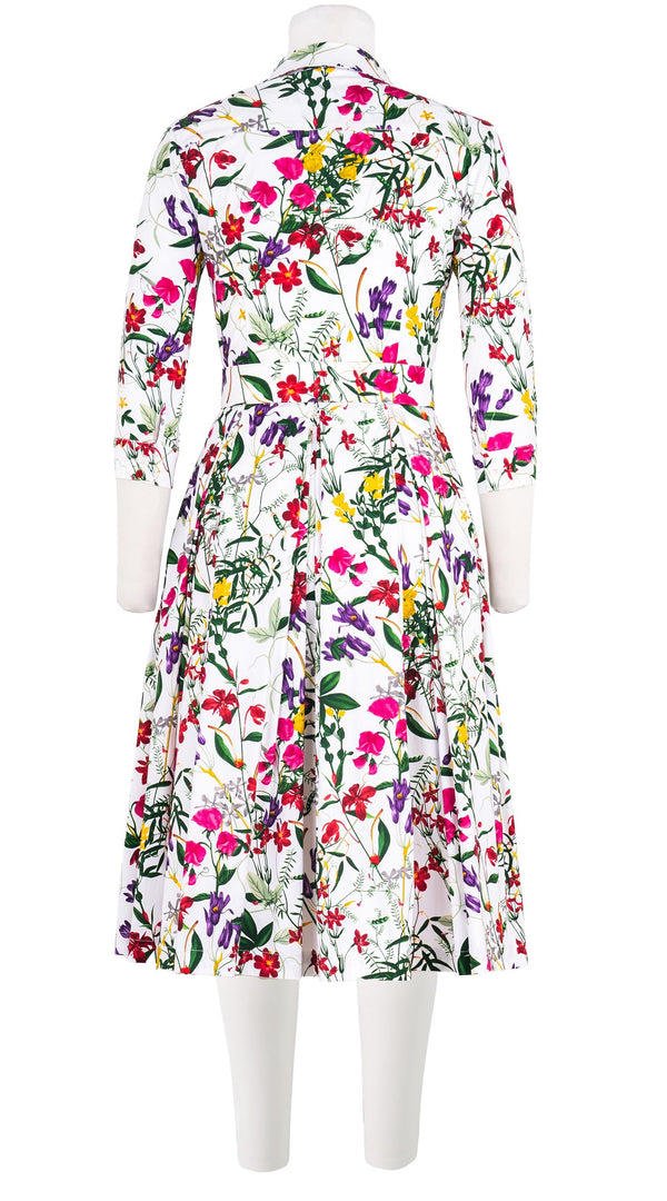 Audrey Dress #7 Shirt Collar 3/4 Sleeve Long Length Cotton Stretch (Fairy Tail Flower)