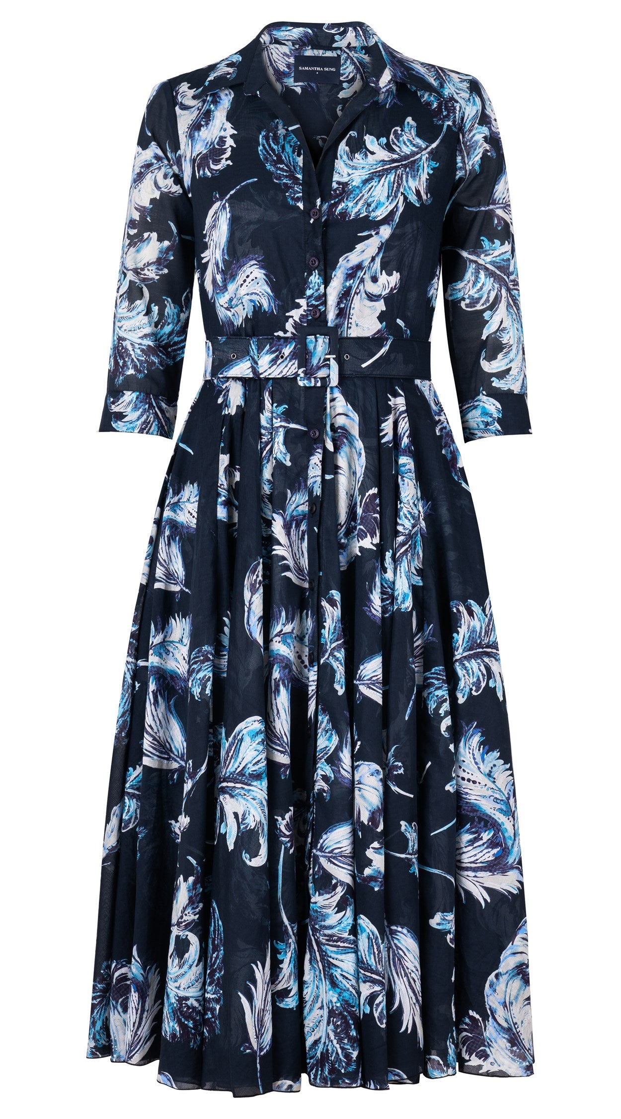 Aster Dress Shirt Collar 3/4 Sleeve Midi Length Cotton Musola (Lillie Toile Pastel) main image 0