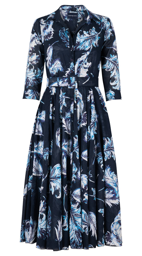 Aster Dress Shirt Collar 3/4 Sleeve Midi Length Musola (Feather Lightness) @2