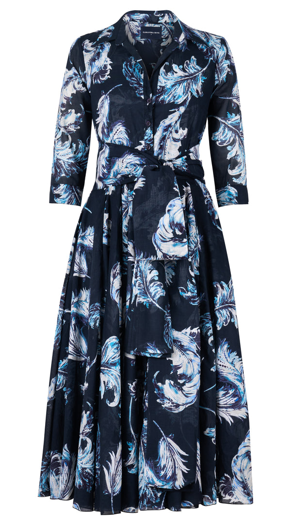 Aster Dress Shirt Collar 3/4 Sleeve Midi Length Musola (Feather Lightness) @2