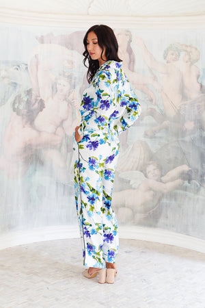 Pajama Shirt & Pajama Pants Silk Twill (Fiori Florance)