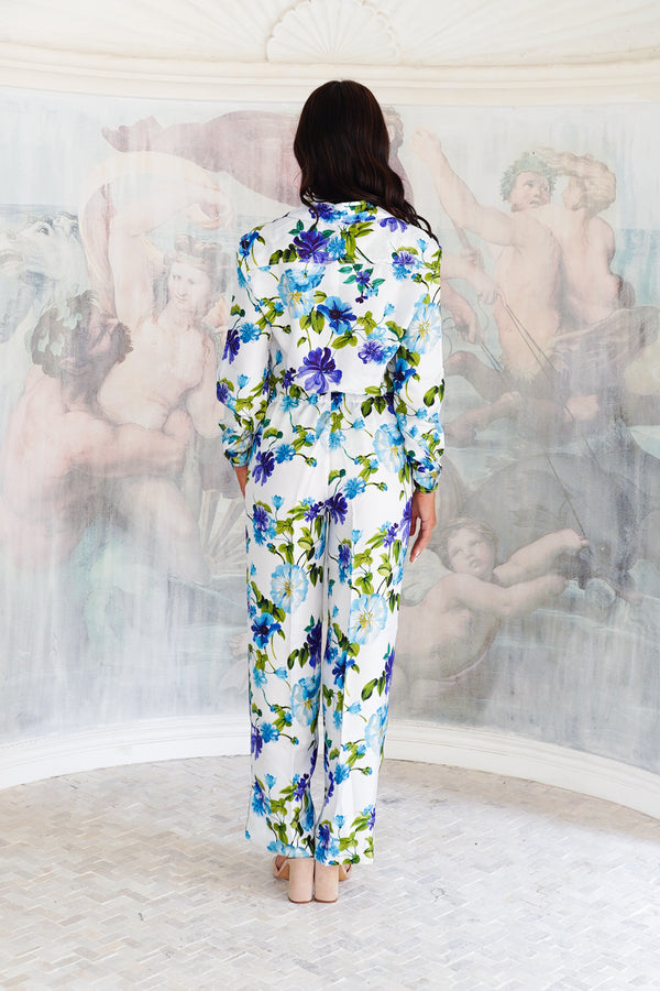 Pajama Shirt & Pajama Pants Silk Twill (Fiori Florance)