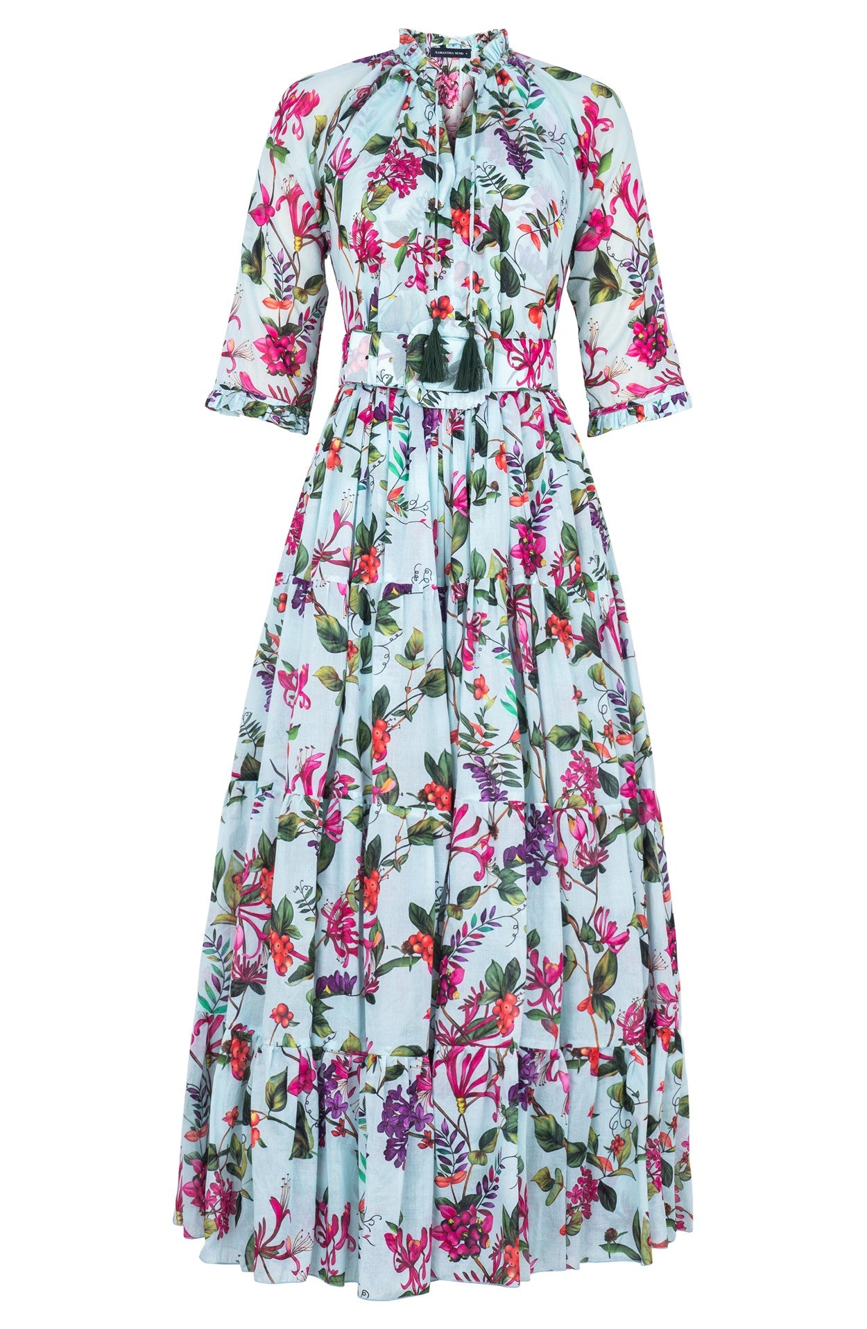 Eva Dress Crew Neck 3/4 Sleeve Maxi Length Cotton Musola (Gallerie Sum Eva Dress Crew Neck 3/4 Sleeve Maxi Length Cotton Musola (Gallerie Sum