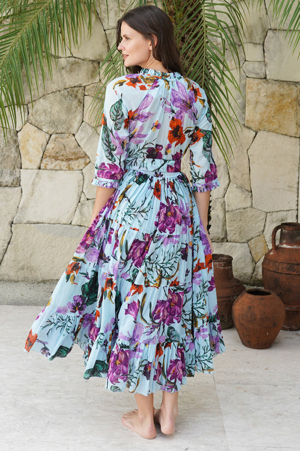 Aster Dress Shirt Collar 3/4 Sleeve Midi Length Cotton Musola (Gogh Summer)