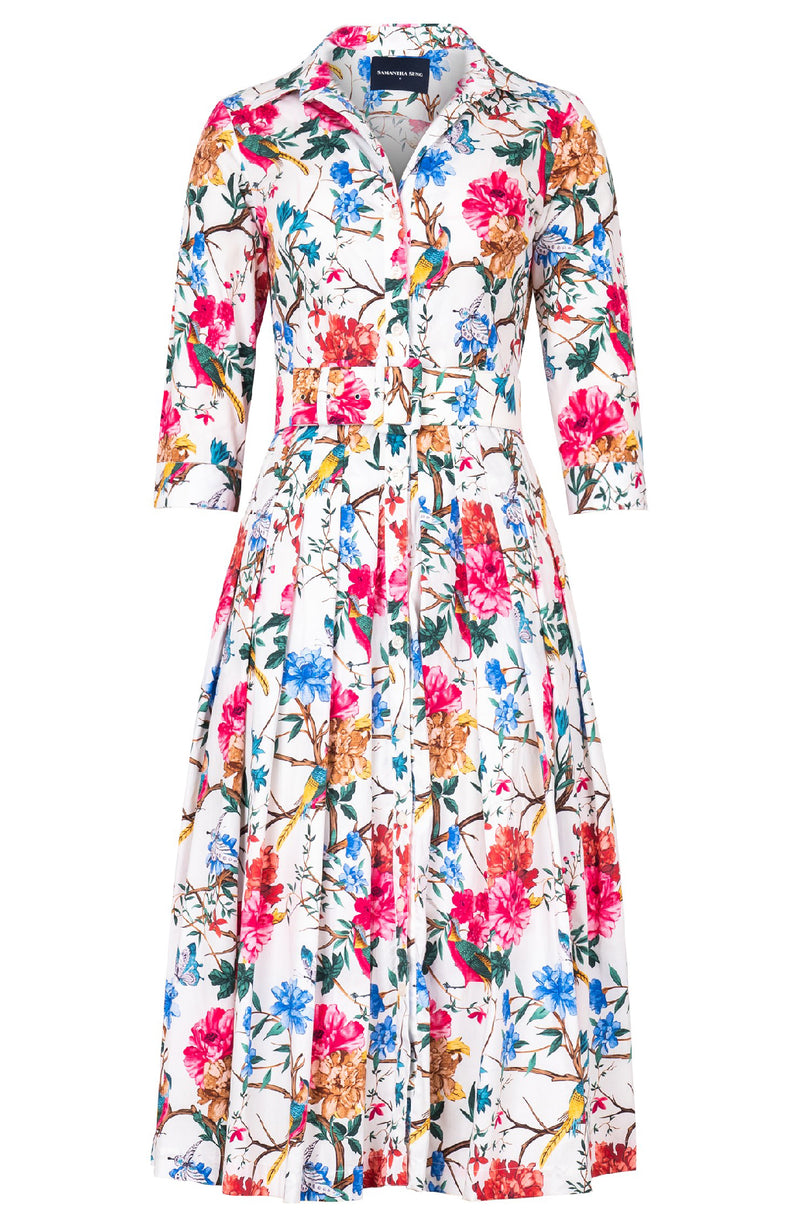 Audrey Dress #2 Shirt Collar 3/4 Sleeve Midi Length Cotton Stretch (Heart Manor)