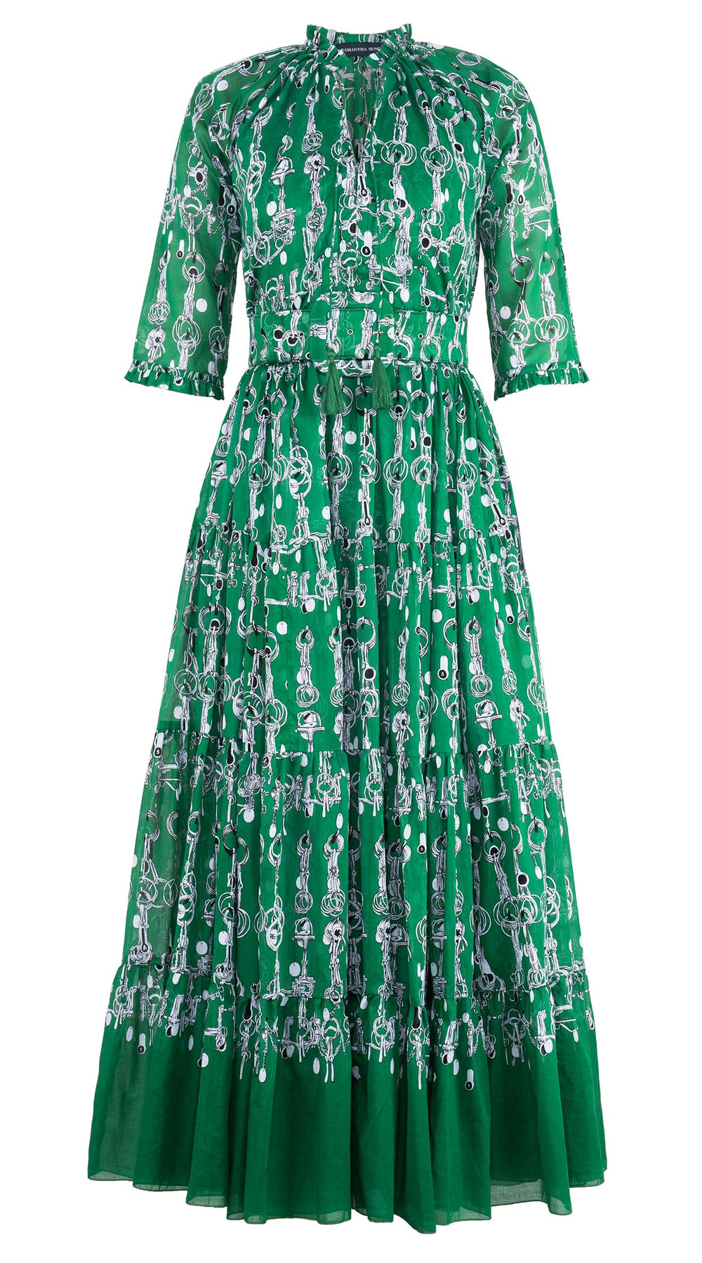 Eva Dress Crew Neck 3/4 Sleeve Maxi Length Cotton Musola (Horse Chain)