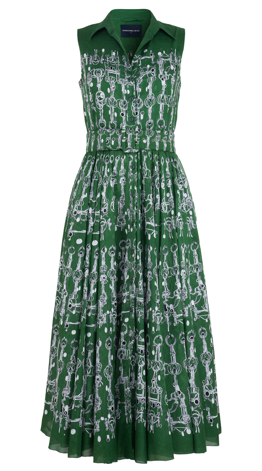 Aster Dress Shirt Collar Sleeveless Midi Plus Length Musola (Horse Chain) @M,L,XL
