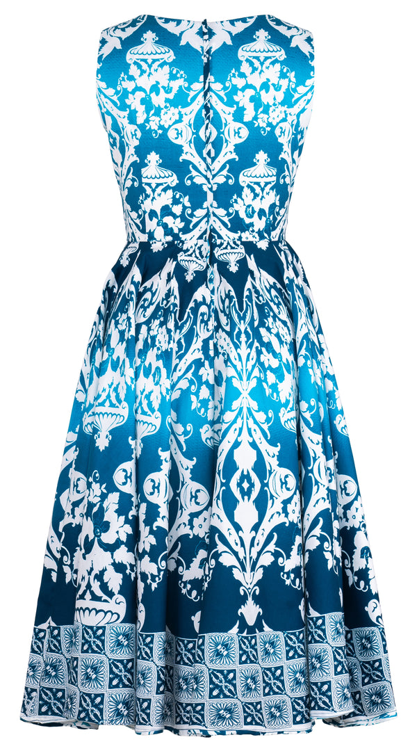 Abelia Dress U Neck Sleeveless Midi Length Cotton Stretch (Impero Ombre)