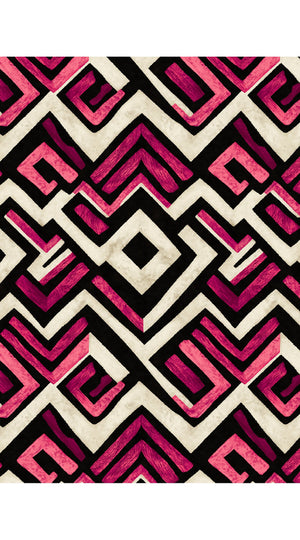 Aster Dress Shirt Collar 3/4 Sleeve Midi Length Wool Musola (Kente Zigzag)