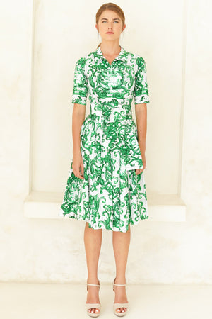 Laurent Dress Shirt Collar 1/2 Sleeve Long Length Poplin (Cherub Tile)