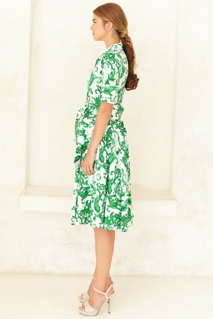 Laurent Dress Shirt Collar 1/2 Sleeve Long Length Poplin (Cherub Tile)