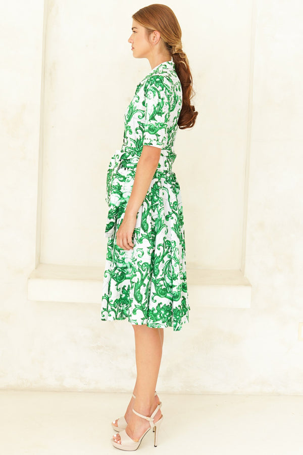 Laurent Dress Shirt Collar 1/2 Sleeve Long Length Poplin (Cherub Tile)