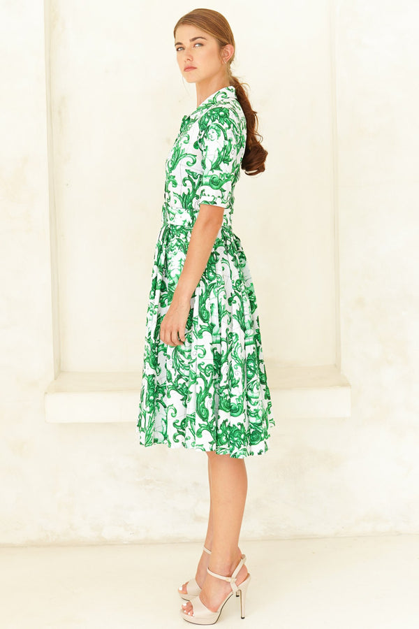 Laurent Dress Shirt Collar 1/2 Sleeve Long Length Poplin (Cherub Tile)