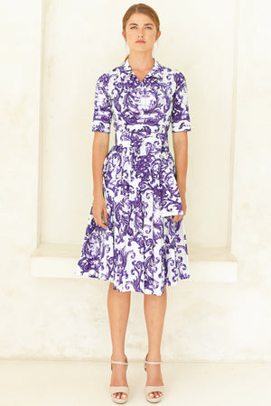 Laurent Dress Shirt Collar 1/2 Sleeve Long Length Poplin (Cherub Tile)