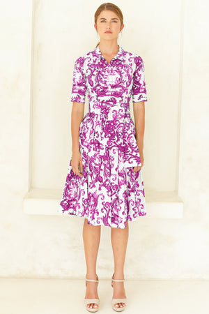 Laurent Dress Shirt Collar 1/2 Sleeve Long Length Poplin (Cherub Tile)