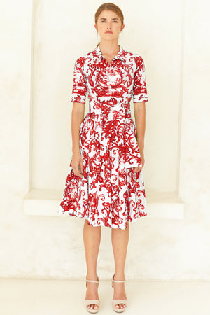 Laurent Dress Shirt Collar 1/2 Sleeve Long Length Poplin (Cherub Tile)