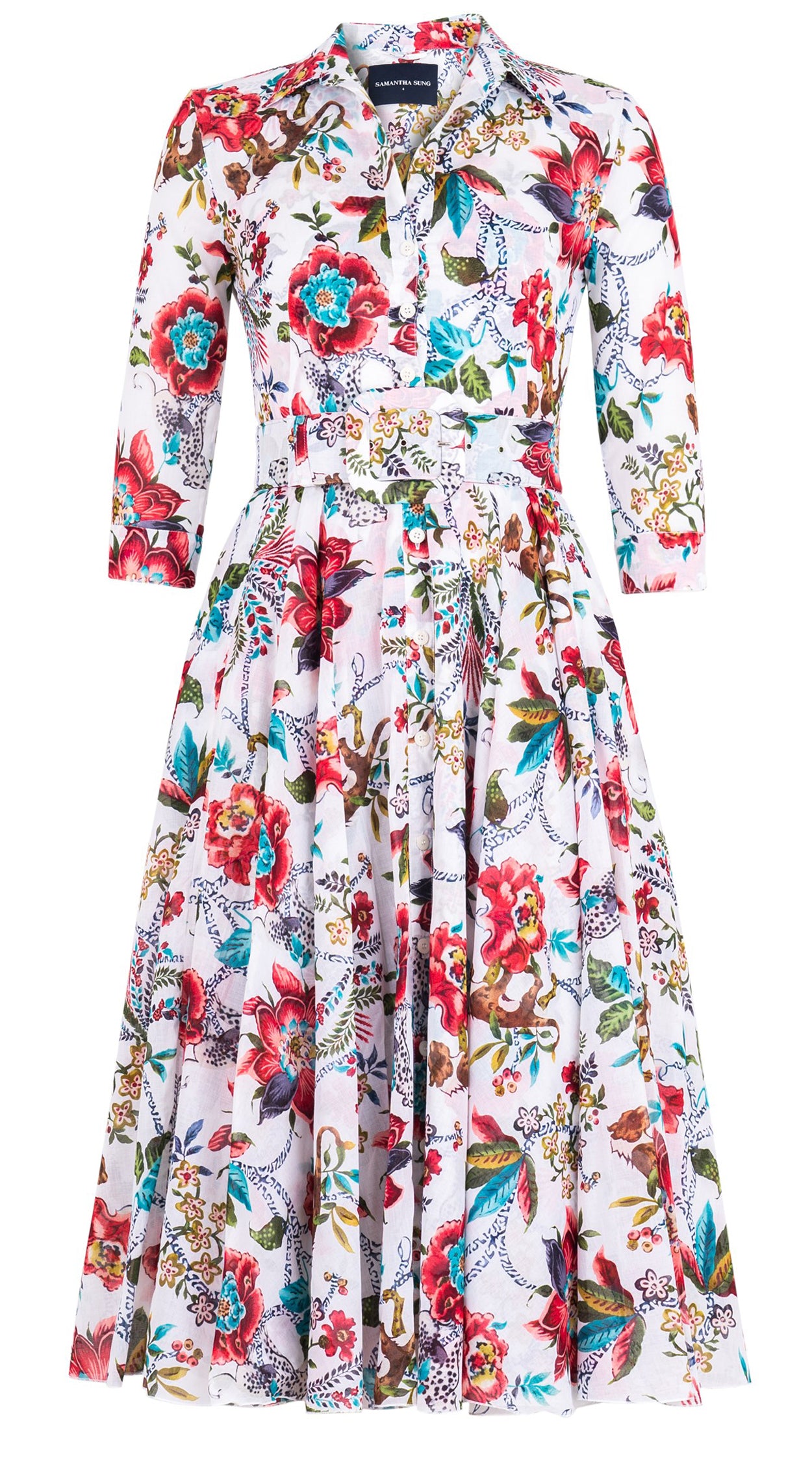 Aster Dress Shirt Collar 3/4 Sleeve Midi Length Cotton Musola (Fellini Dots) main image 0