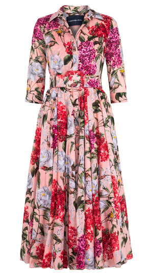 Aster Dress Shirt Collar 3/4 Sleeve Midi Length Musola (Lilac Heaven Pastel)