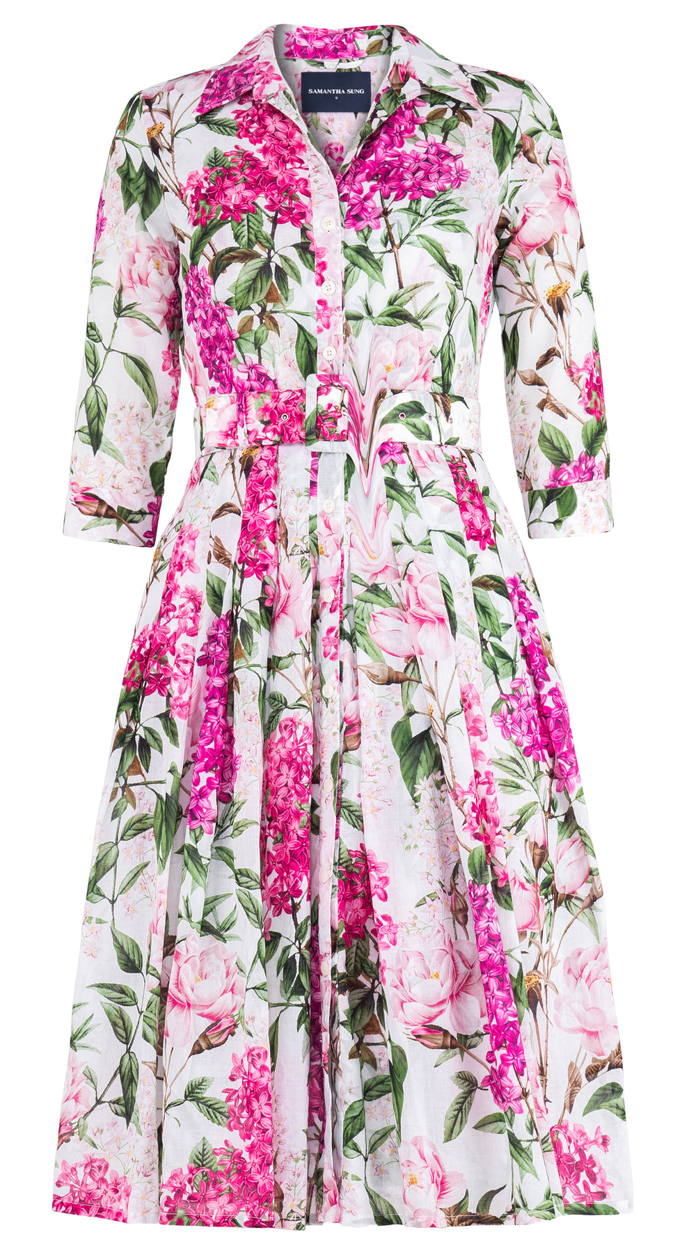 Audrey Dress #4 Shirt Collar 3/4 Sleeve Long Length Cotton Musola (Lilac Heaven Pastel)