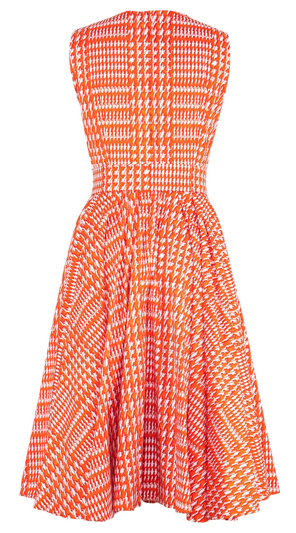 Abelia Dress Crew Neck Sleeveless Long Length Cotton Stretch (Linen Glenplaid Solid)