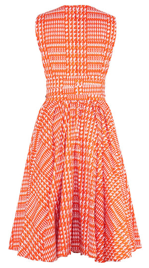 Abelia Dress Crew Neck Sleeveless Long Length Cotton Stretch (Linen Glenplaid Solid)