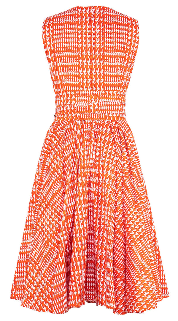 Abelia Dress Crew Neck Sleeveless Long Length Cotton Stretch (Linen Glenplaid Solid)