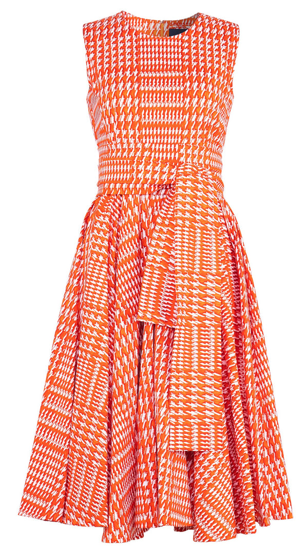 Abelia Dress Crew Neck Sleeveless Long Length Cotton Stretch (Linen Glenplaid Solid)