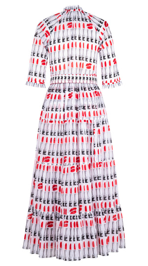 Eva Dress Crew Neck 3/4 Sleeve Maxi Musola (Lipstic Rouge) @4