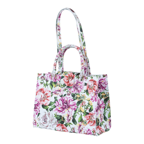 Audrey Tote_Medium_Los Cabos Flower_White Pink