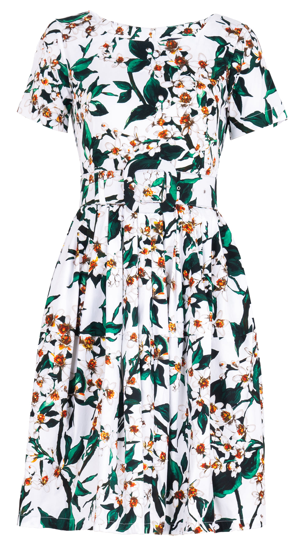 Rachel Dress Boat Neck Short Sleeve Regular Length Cotton Stretch (Magnolia New) @4