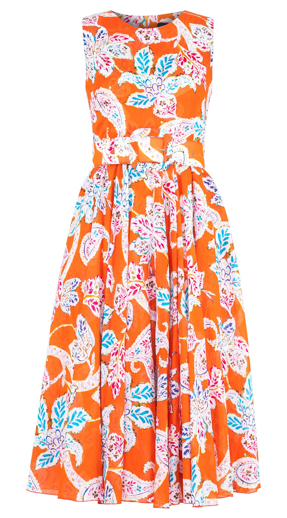 Aster Dress Crew Neck Sleeveless Midi Length Cotton Musola (Marseille Paisley Big)