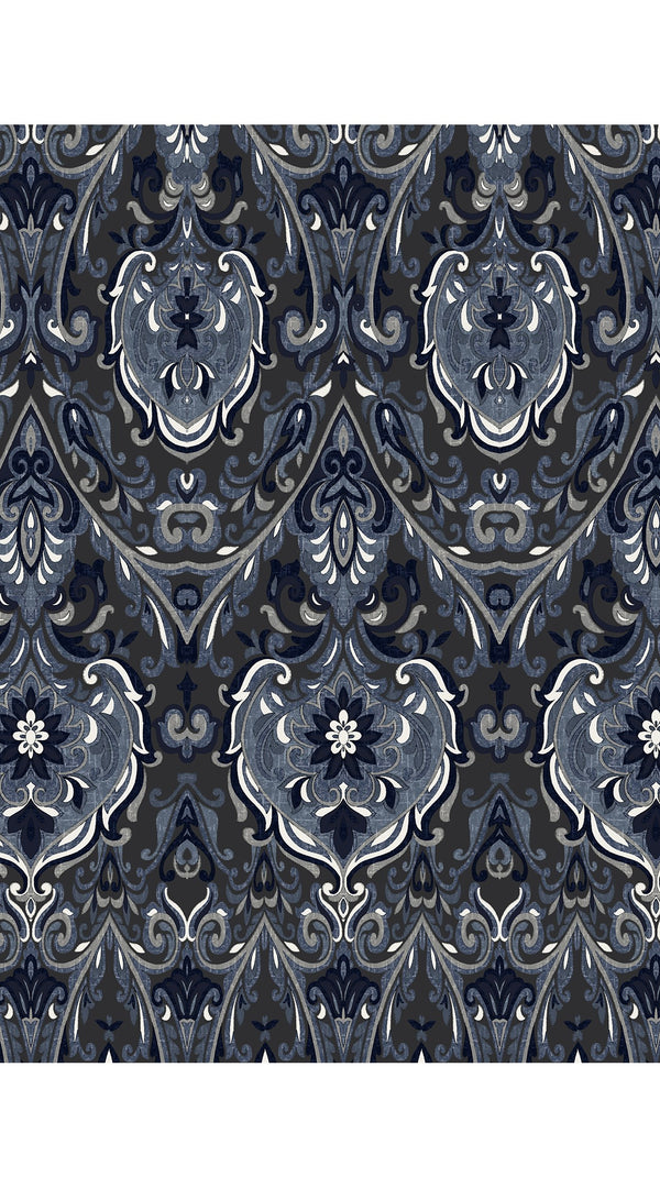 Audrey Dress #7 Shirt Collar 3/4 Sleeve Midi Plus Length Silk Twill (Mill Creek Paisley Dark)