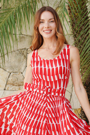 Aster Dress Round Neck Sleeveless Maximum Length Cotton Musola (Mode Zigzag)